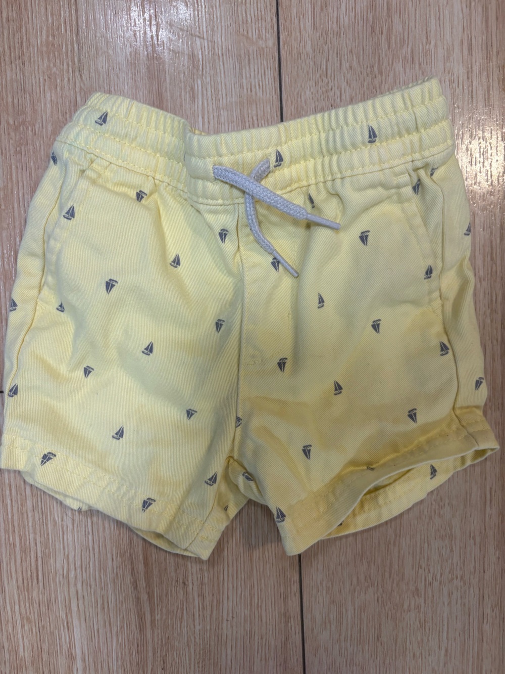 Old Navy Yellow Shorts with Gray Sailboat Motif